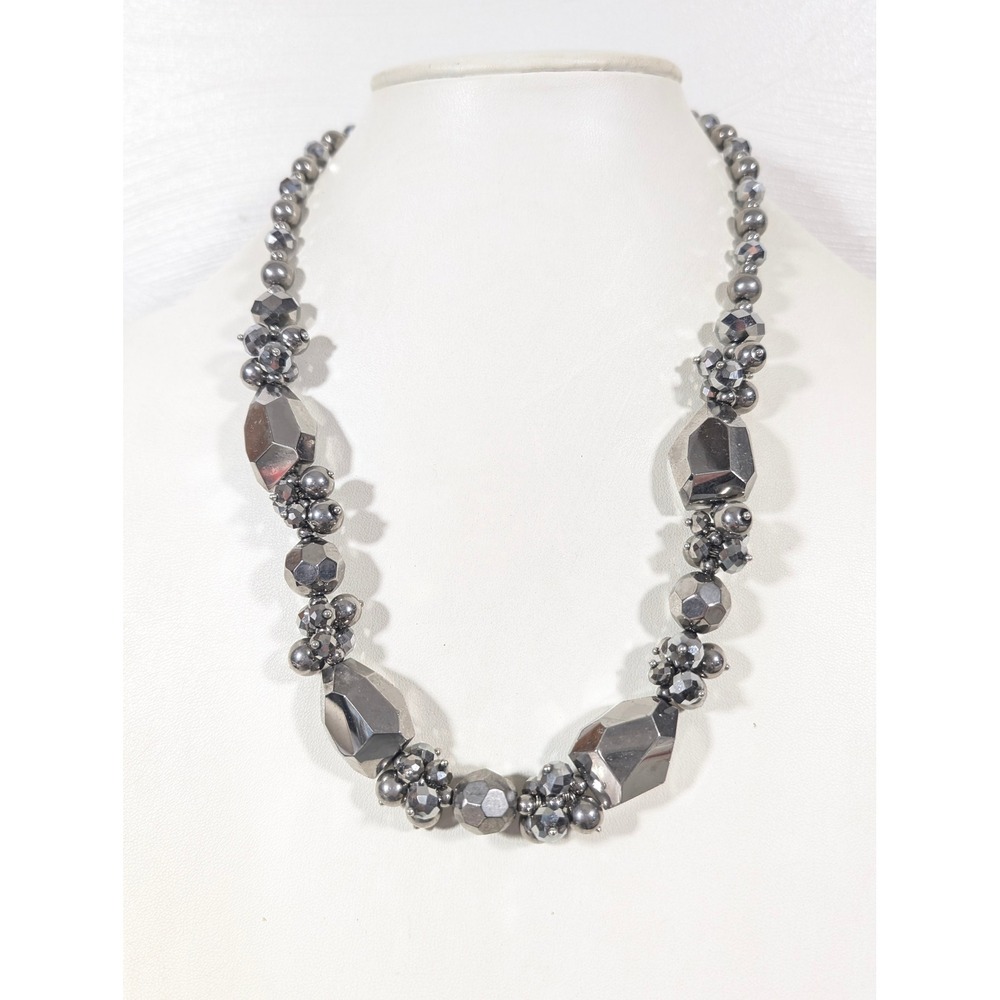 Silver Tone Faceted Glass Bead‎ Necklace 23 Inch Layered Look